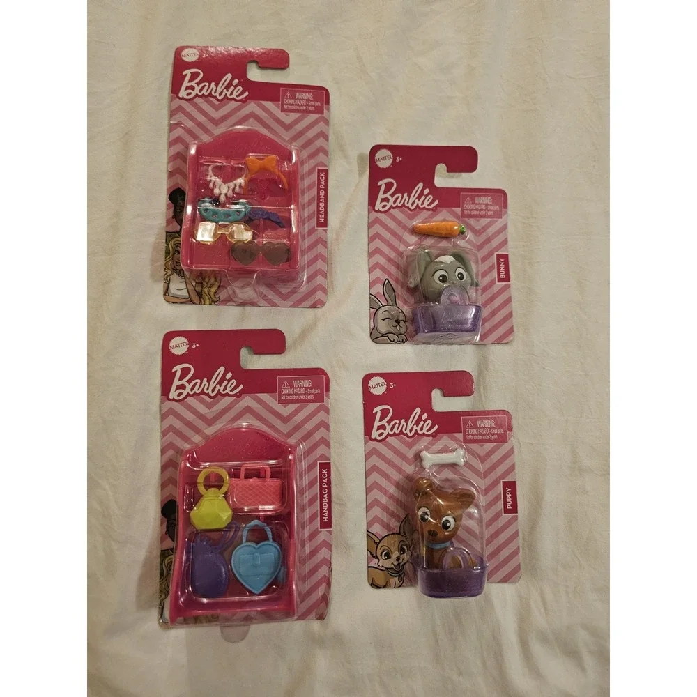 Barbie Accessory Bundle Lot of 4 – Handbags &‎ Pet Packs – New Sealed Mattel